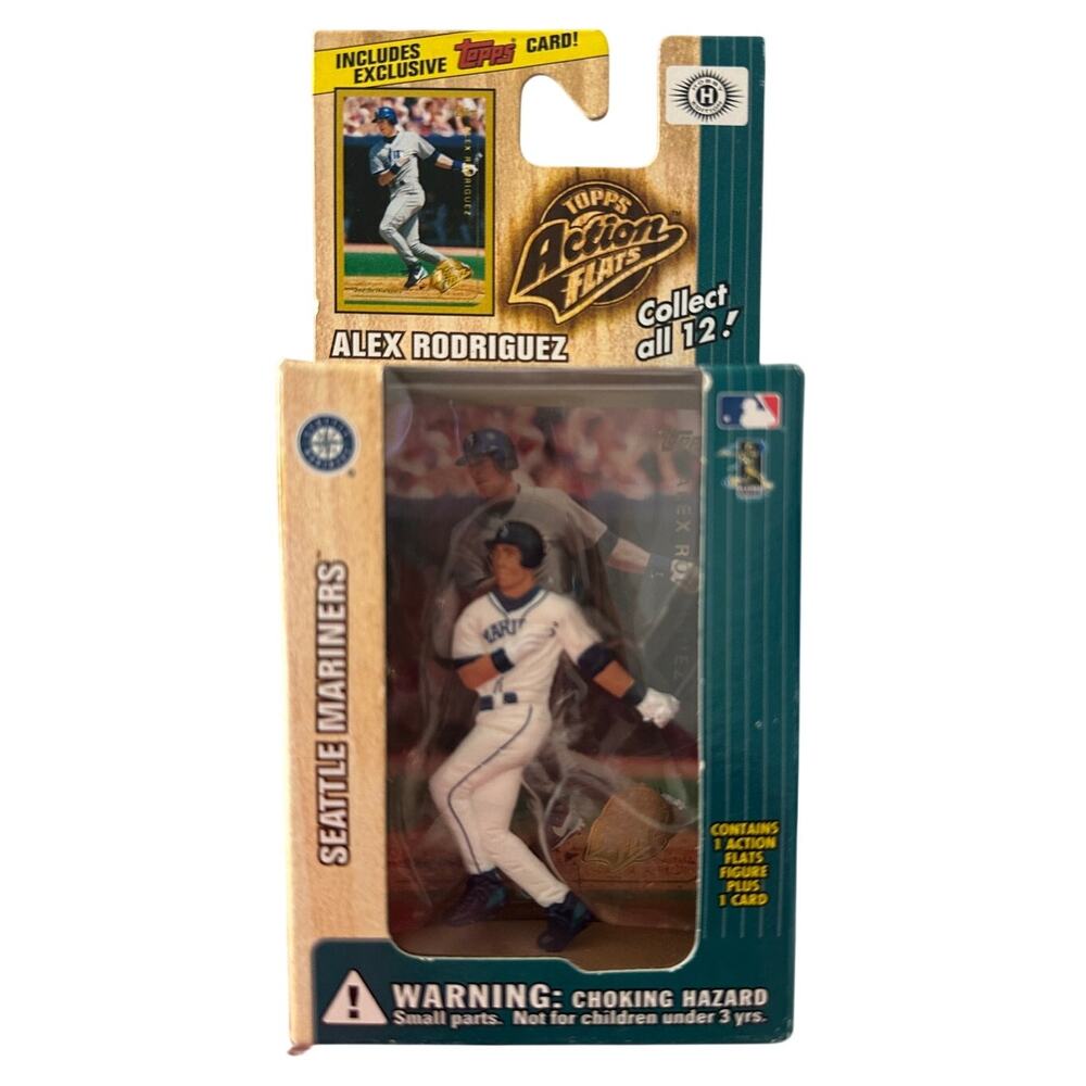 1999 Topps Action Flats Alex Rodriguez Figure & Card Set NIB